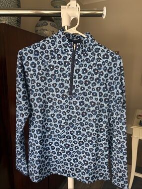 Peter Millar women’s Navy and Blue Floral Quarter-Zip Pullover NWT size xs